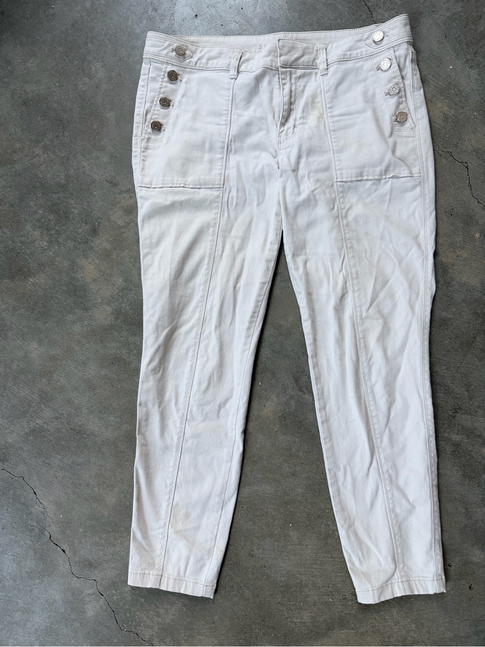 Women's White Button-Accent Sailor Jeans